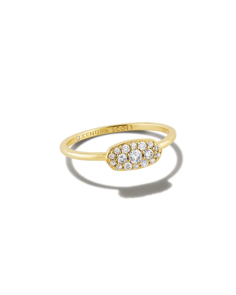 KENDRA SCOTT- Grayson Gold Band Ring in White Crystal