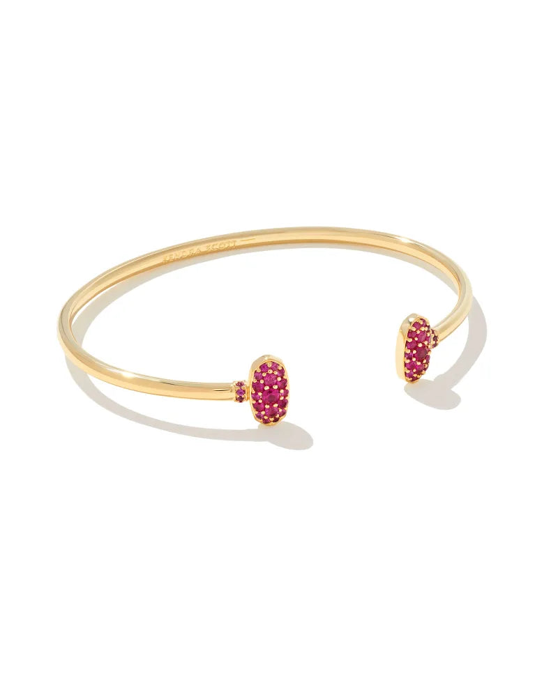 KENDRA SCOTT- Grayson Gold Crystal Cuff Bracelet in Ruby Crystal