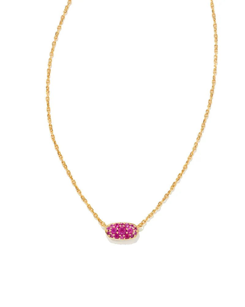KENDRA SCOTT- Grayson Gold Crystal Pendant Necklace in Ruby Crystal