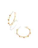 KENDRA SCOTT- Haven Gold Crystal Heart Hoop Earrings in Pink Crystal