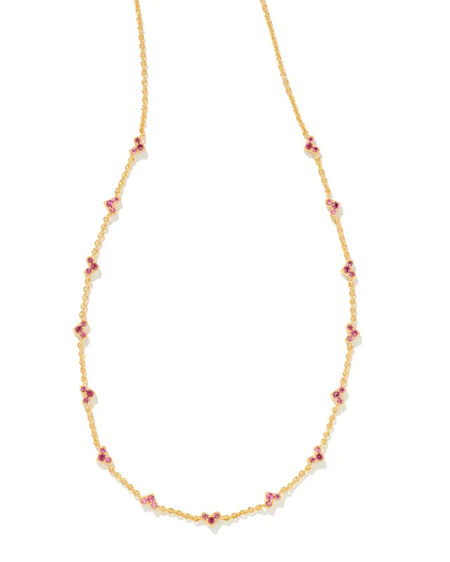 Lillia Crystal Butterfly Gold Strand Necklace in White Crystal