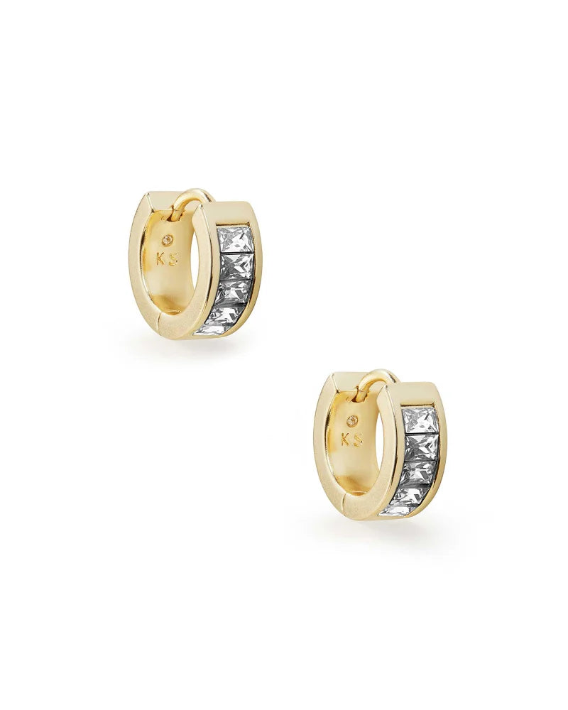 KENDRA SCOTT- Jack Gold Huggie Earring in White Crystal