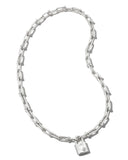KENDRA SCOTT- Jess Lock Chain Necklace in Rhodium Metal