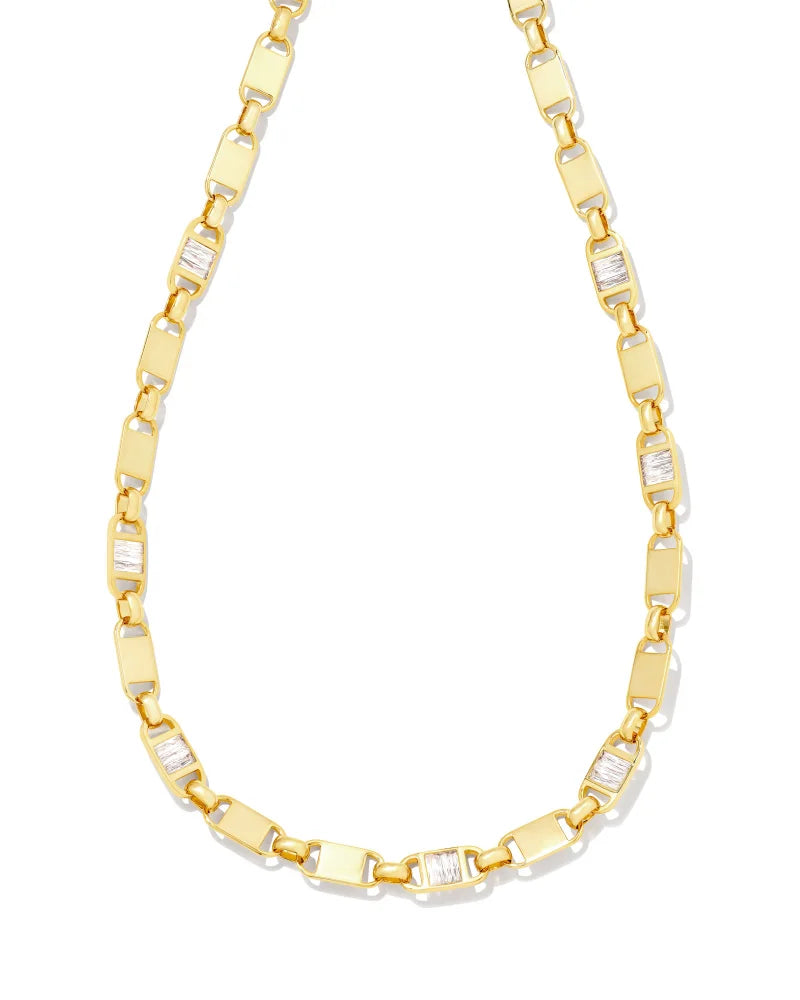 KENDRA SCOTT- Jessi Gold Chain Necklace in White Crystal