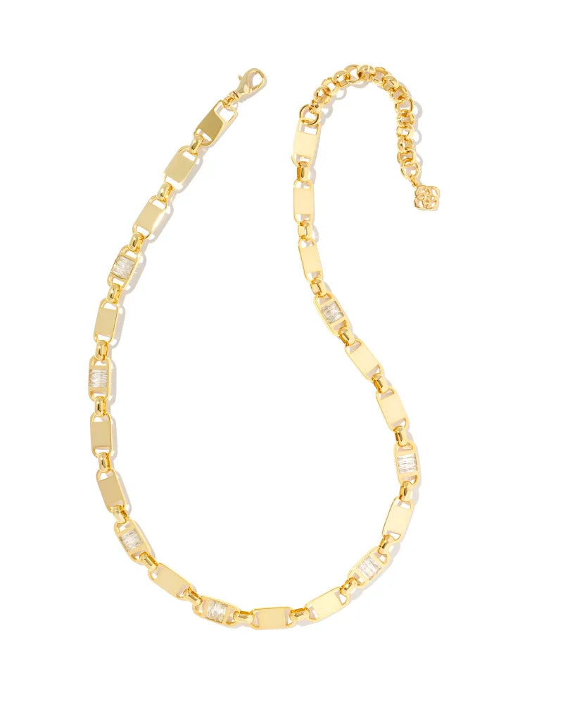 KENDRA SCOTT- Jessi Gold Chain Necklace in White Crystal