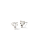 KENDRA SCOTT- Juliette Rhodium Stud Earrings in White Crystal