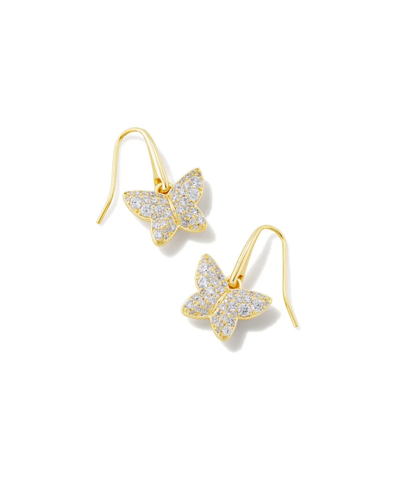 Grayson Gold Stud Earrings in White Crystal