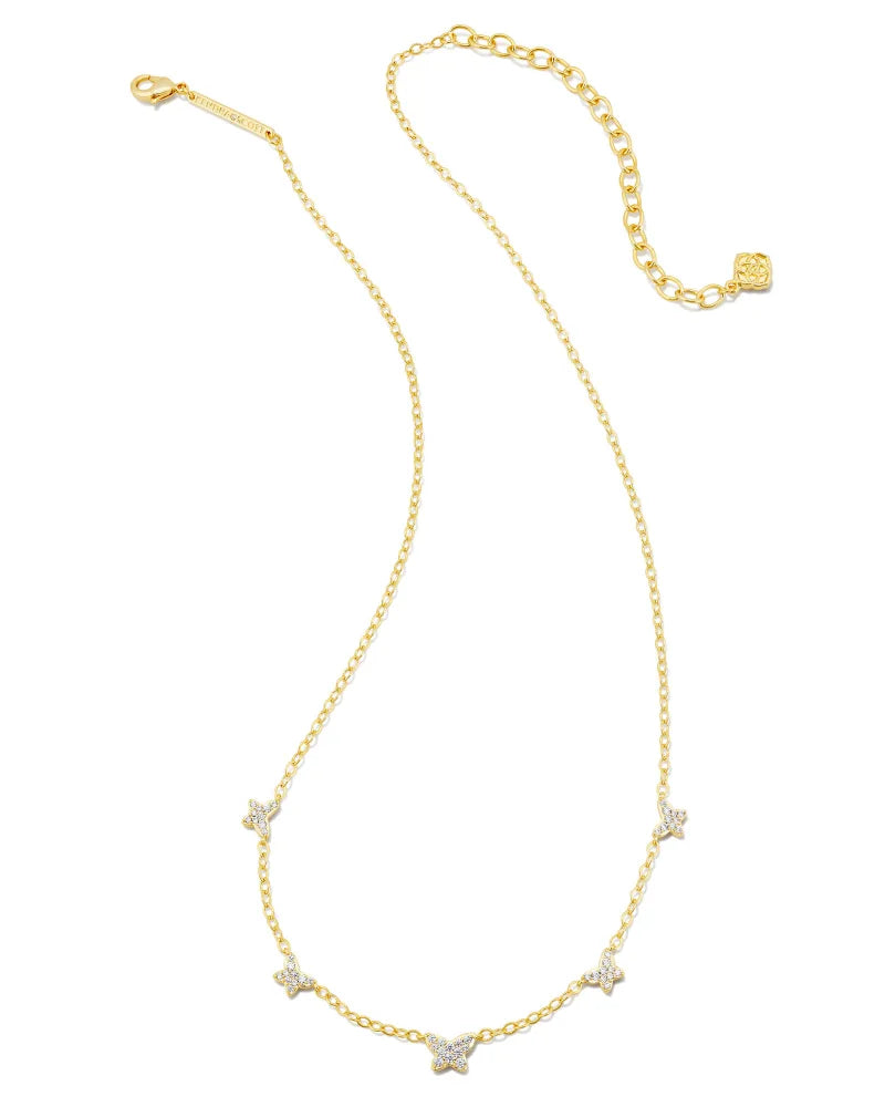 KENDRA SCOTT- Lillia Crystal Strand Necklace Gold White Crystal