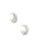 KENDRA SCOTT- Livy Rhodium Huggie Earrings in White Crystal