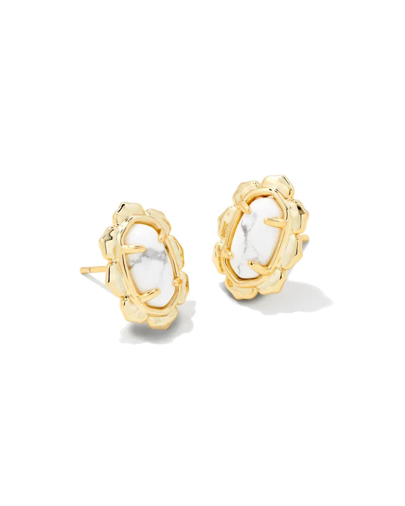 Kendra Scott- Piper Gold Stud Earrings in White Howlite