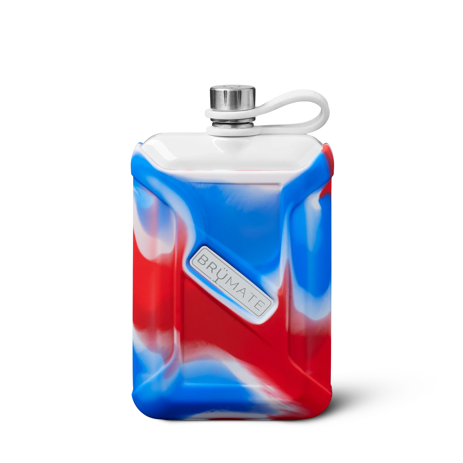 BRUMATE- Liquor Canteen in Red, White, and Blue Swirl 8oz