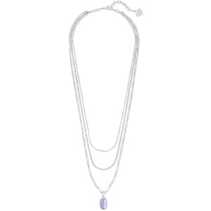 KENDRA SCOTT- Elisa Silver Triple Strand Necklace in Matte Iridescent Lilac