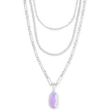 KENDRA SCOTT- Elisa Silver Triple Strand Necklace in Matte Iridescent Lilac