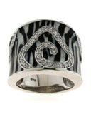 .925 Silver Ring with Zebra decal and Cubic Zirconia